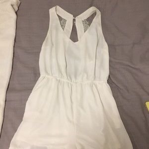 White open back romper